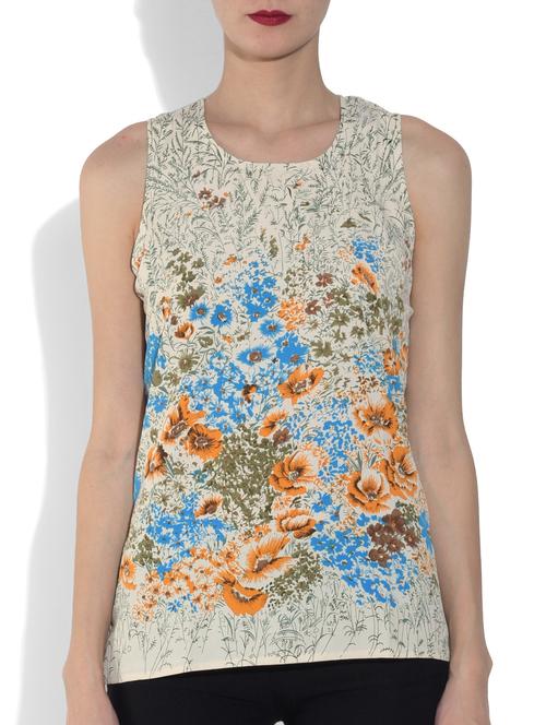 white floral printed sleeveless top - 9553207 - Very Small Image - 1