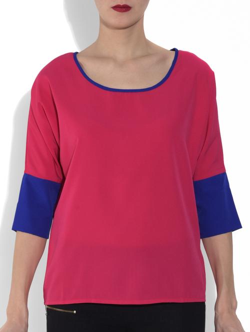 pink three quarter sleeved top - 9553213 - Very Small Image - 1