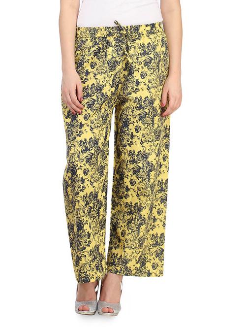yellow polycotton printed palazzo - 9553505 - Very Small Image - 1