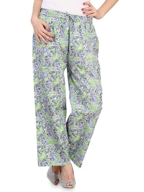 green polycotton printed palazzo - 9553513 - Very Small Image - 1