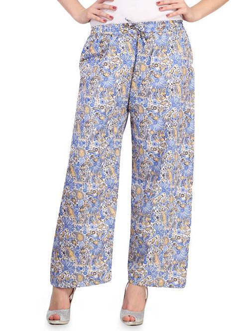 blue polycotton printed palazzo - 9553514 - Very Small Image - 1