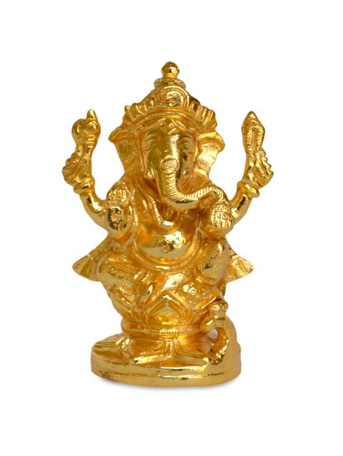 Gold Brass Ganesh Figurine - 9556217 - Very Small Image - 1