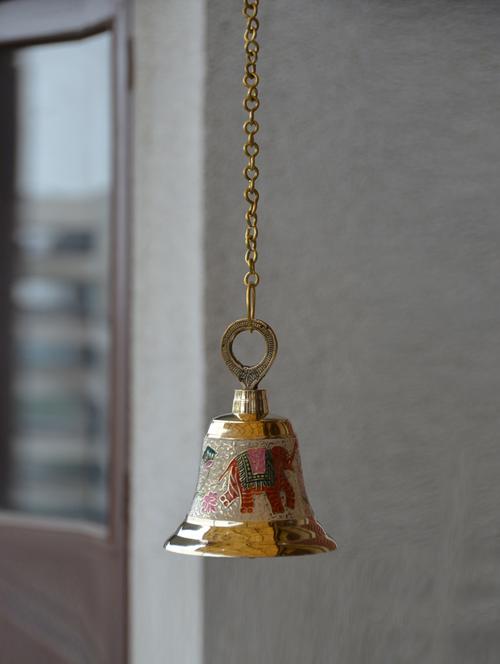 gold brass mandir bell with chain - 9556261 - Very Small Image - 1