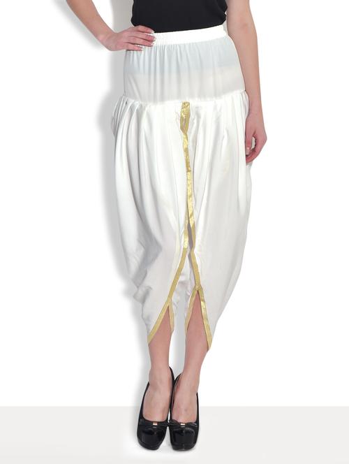 white cotton full length dhoti pant - 9556650 - Very Small Image - 1