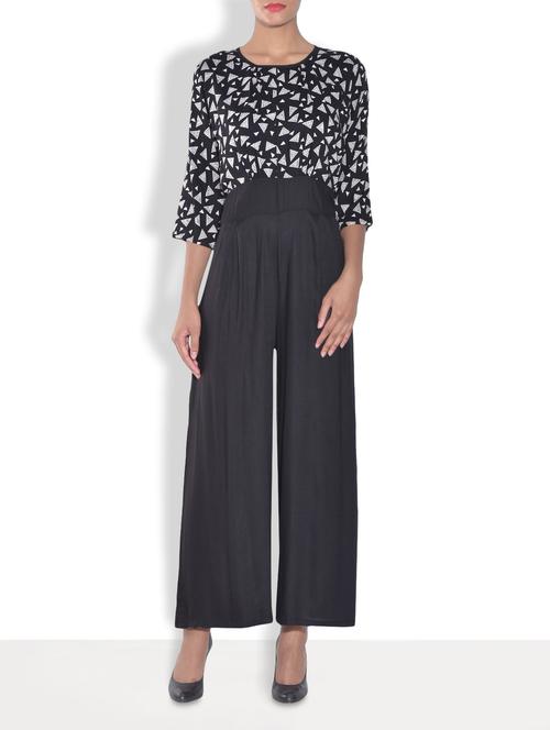 black and white polygeorgette printed jumpsuit - 9557952 - Very Small Image - 1