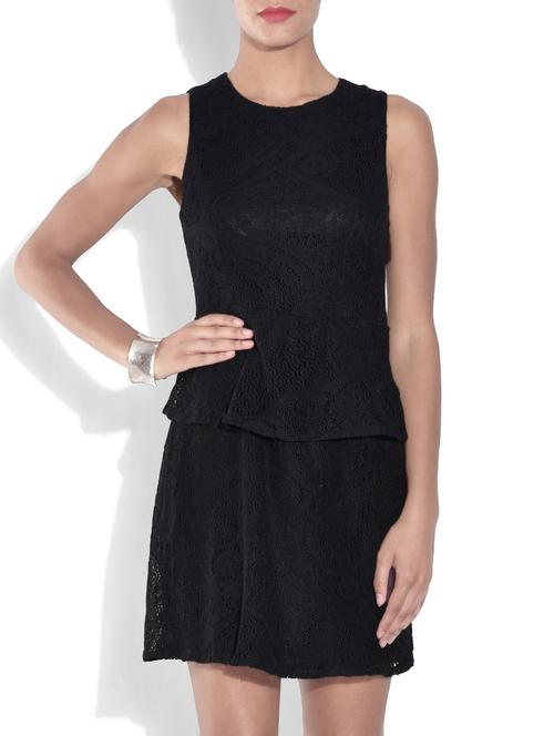 solid black double layered net dress - 9558793 - Very Small Image - 1