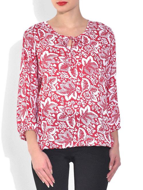 red and white printed rayon top - 9558813 - Very Small Image - 1