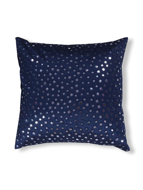 navy blue printed cotton cushion cover ( set of 2 ) - 9559664 - Very Small Image - 1