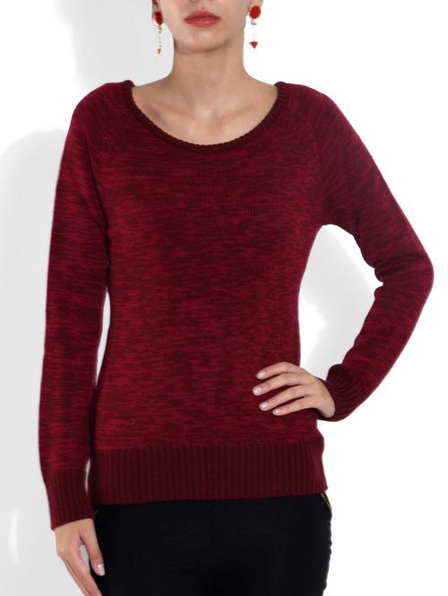 maroon lenin round neck sweater - 9560303 - Very Small Image - 1
