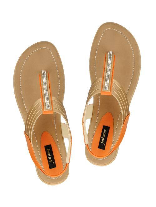 Gold and Orange embellished leather flats - 9563650 - Very Small Image - 1
