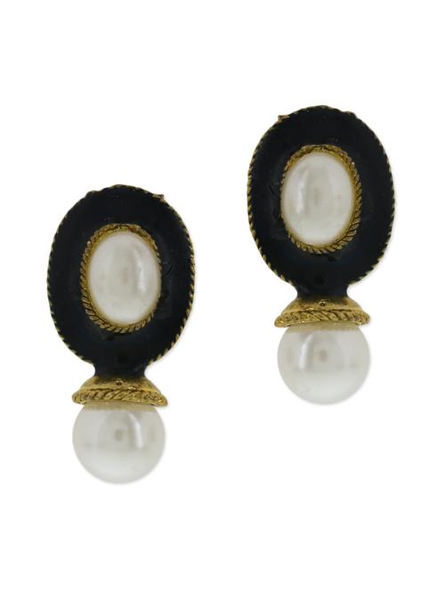 black kundan work earrings - 9564118 - Very Small Image - 1