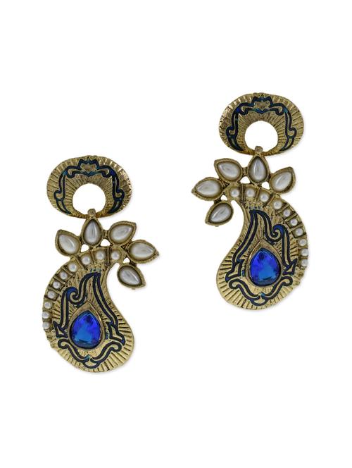 blue and green embellished earrings - 9564132 - Very Small Image - 1