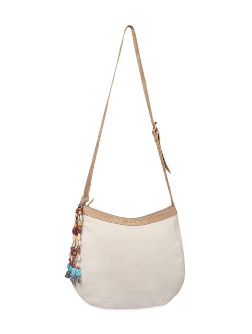cream and brown canvas sling bag - 9564413 - Very Small Image - 1