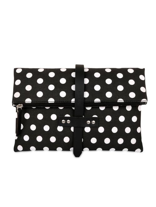 black polka dotted canvas fold-over clutch - 9564421 - Very Small Image - 1