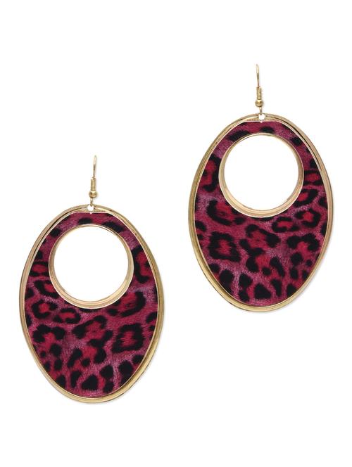 red animal printed oval earrings - 9564857 - Very Small Image - 1