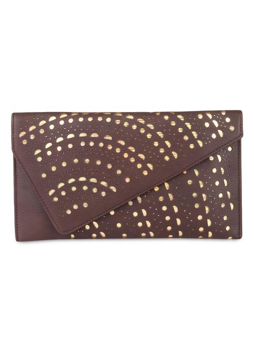 Brown Leatherette Cut Worked Sling Bag - 9566734 - Very Small Image - 1