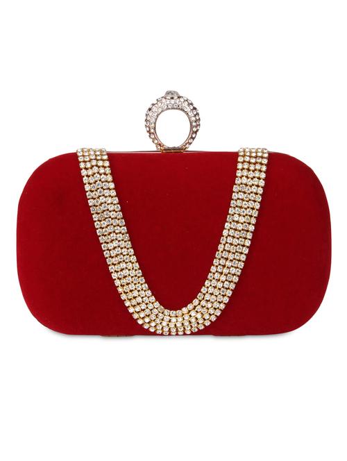 red velvet embellished box clutch - 9566789 - Very Small Image - 1