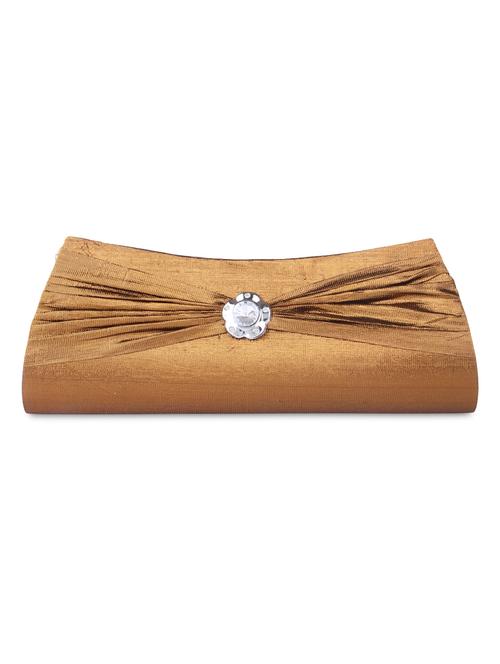 Brown Silk Embellished Box Clutch - 9566818 - Very Small Image - 1