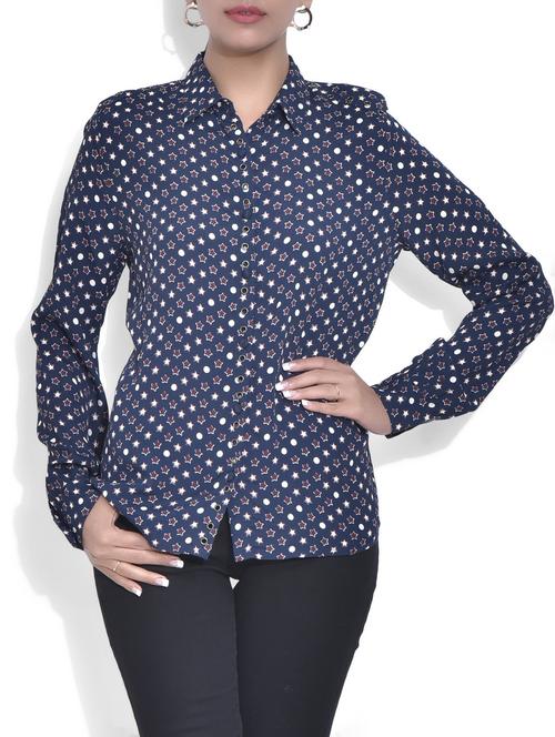 navy blue printed top - 9566875 - Very Small Image - 1