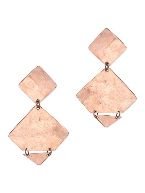 copper gold geometric drop earrings - 9567914 - Very Small Image - 1