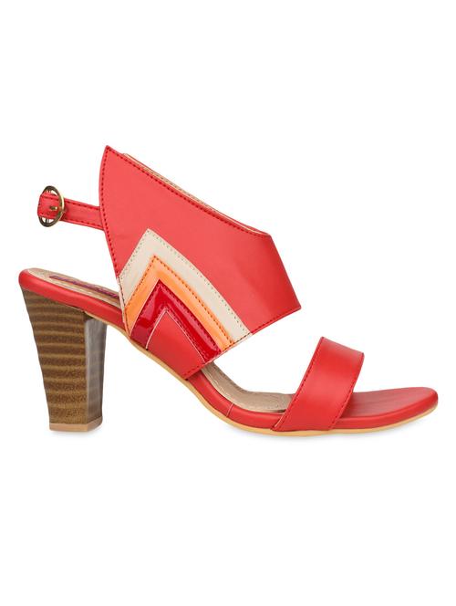 red faux leather open toed block heel sandals - 9568768 - Very Small Image - 1
