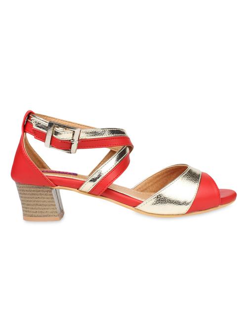 red faux leather open toed block heel sandals - 9568771 - Very Small Image - 1