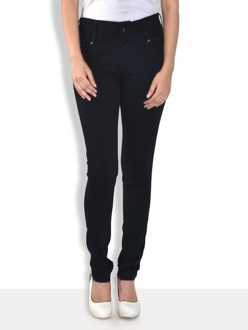 solid black cotton lycra jeggings - 9569728 - Very Small Image - 1