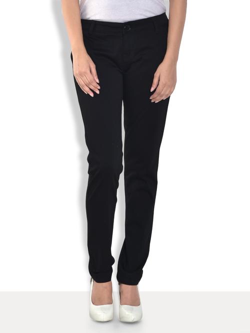 solid black cotton lycra trousers - 9569736 - Very Small Image - 1