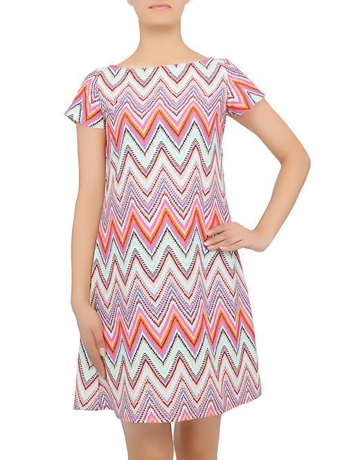 multicolored chevron printed shift dress - 9570770 - Very Small Image - 1