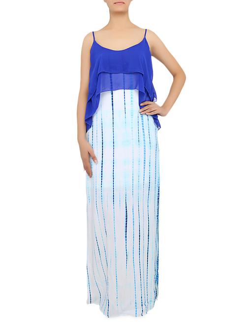 white tie and dye tiered viscose maxi dress - 9570805 - Very Small Image - 1