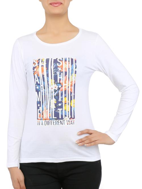 white cotton multi printed t-shirt - 9570832 - Very Small Image - 1