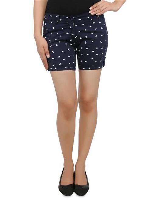 navy printed cotton shorts - 9570849 - Very Small Image - 1