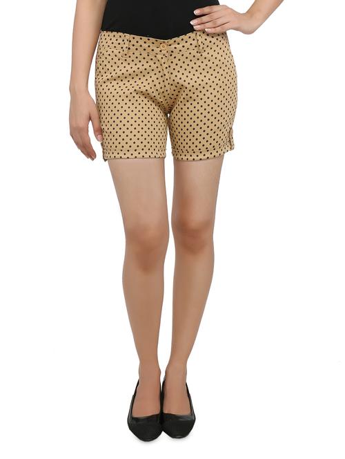 beige n black polka dotted cotton shorts - 9570851 - Very Small Image - 1