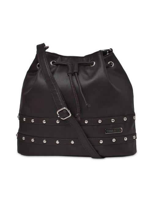 brown leatherette plain satchel bag - 9570869 - Very Small Image - 1