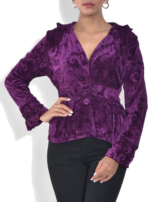 purple buttoned polyester jacket - 9572393 - Very Small Image - 1