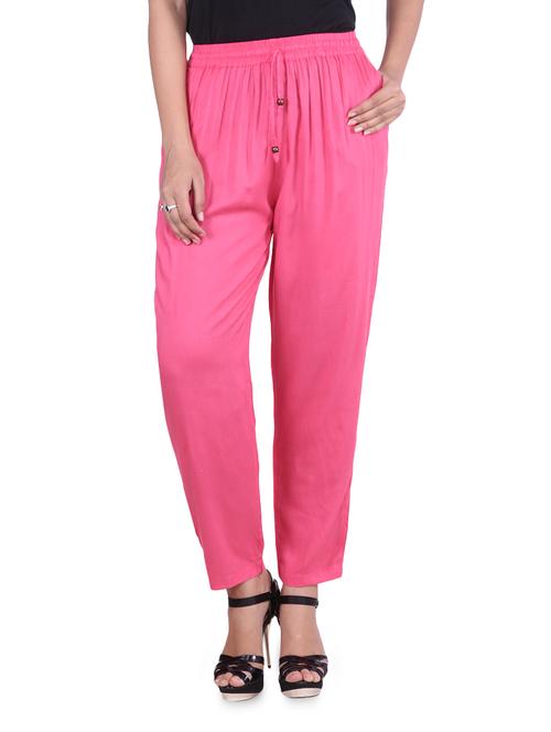 Solid pink rayon pants - 9573501 - Very Small Image - 1