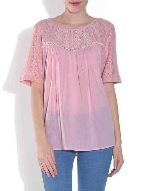 solid pink cotton top - 9578392 - Very Small Image - 1
