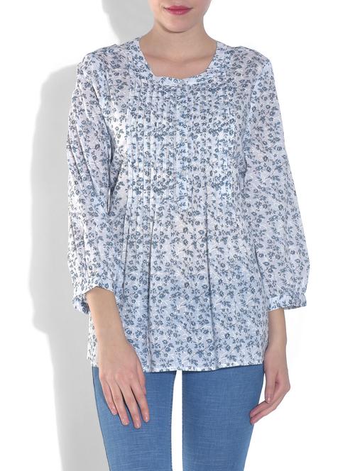 white cotton sheer printed top - 9578395 - Very Small Image - 1