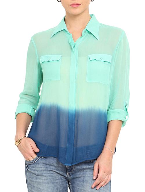 mint green and blue ombre viscose shirt - 9578822 - Very Small Image - 1