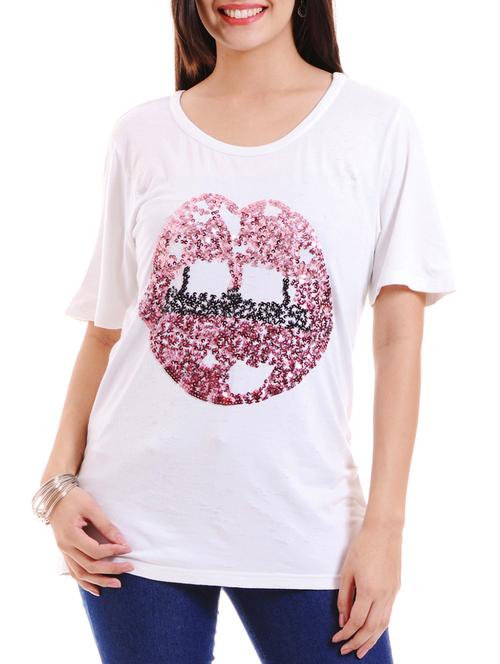 white printed viscose and lycra top - 9578877 - Very Small Image - 1