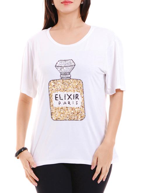 white printed viscose and lycra top - 9578878 - Very Small Image - 1