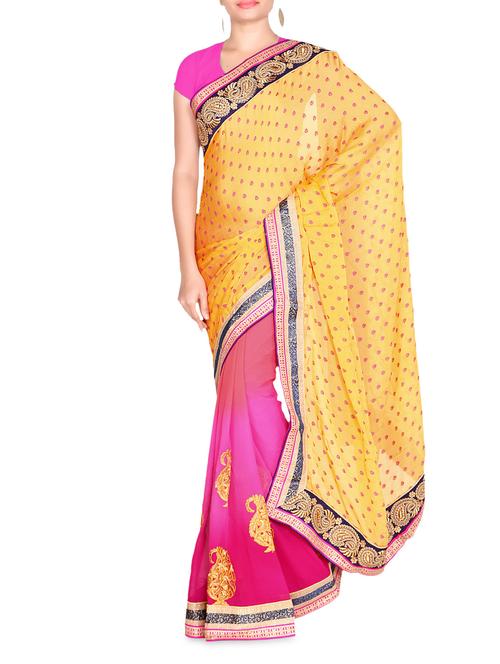 multicolored embroidered chiffon saree - 9580980 - Very Small Image - 1