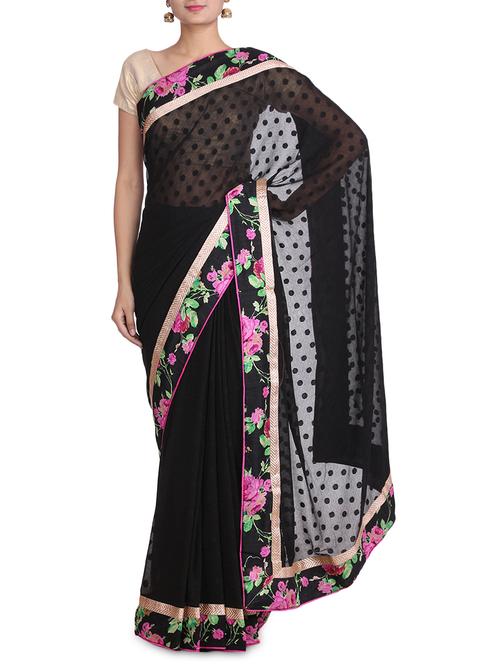 black brasso georgette saree - 9582347 - Very Small Image - 1