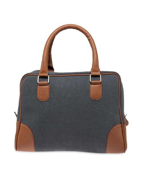 stone blue canvas handbag with a brown handle - 9583435 - Very Small Image - 1
