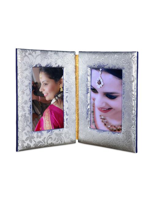 silver wood and leatherette photo frame - 9583560 - Very Small Image - 1