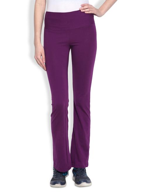 solid purple cotton spandex track pants - 9583702 - Very Small Image - 1