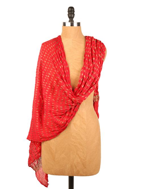 red gold printed dupatta - 958388 - Very Small Image - 1