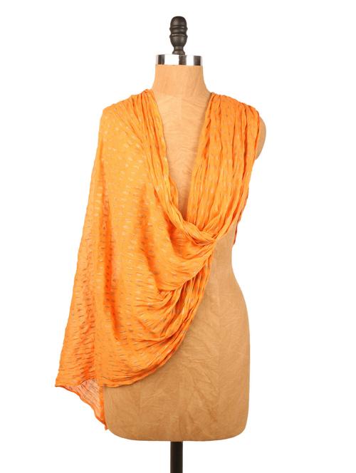 orange gold printed dupatta - 958389 - Very Small Image - 1