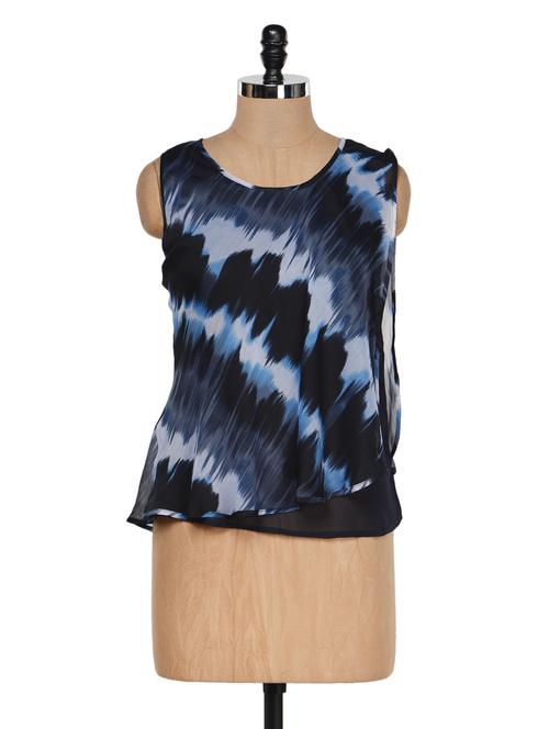Navy Blue Layered Chiffon Top - 958438 - Very Small Image - 1