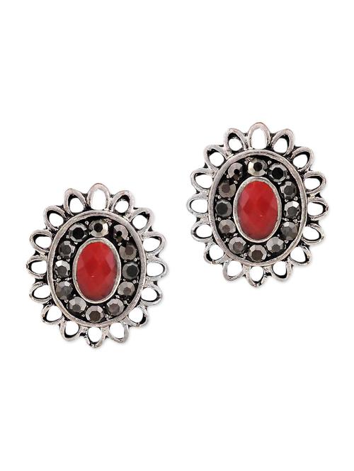 red embellished stud earrings - 9584677 - Very Small Image - 1